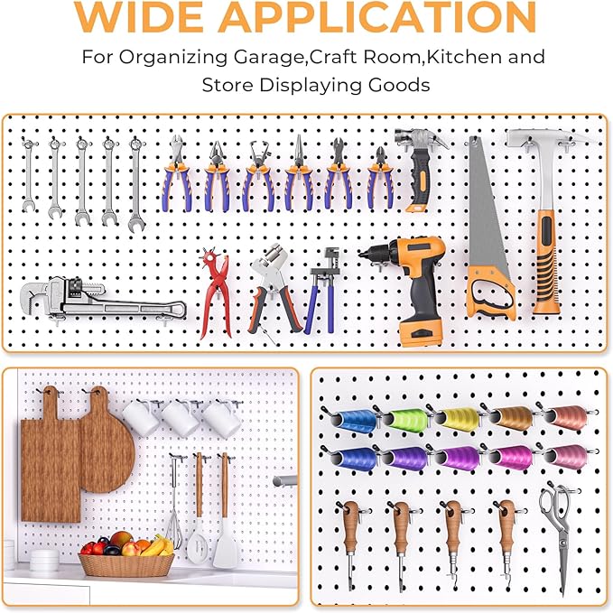 INCLY 50 Pack 2 Inch Pegboard Hooks, 1/4" Heavy Duty Peg Board Hooks Accessories with Rubber Tipped, Peg Board Tool Hangers Fit 1/4" Pegboard for Hanging Tools Garage, Craft Room, Kitchen, Store