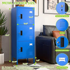 Aobabo 16" W 3 Door Metal Storage Locker with Lock, 47" H Steel Locker with Name Card Holder and Metal Leg for School, Home, Office, Playroom, Assembly Required, Blue