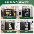 Letaya Metal Storage Cabinets with Lock Door,2 Adjustable Shelves Organizer Steel Storage Cabinets for Home,Office,Warehouse,Garage,Employee Lockers(Black)