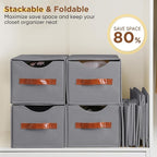 2 Pack Stackable Storage Drawers, Fabric Closet Organizers and Storage with Handles and Clear Window, Pull-Out Clothes Storage Bins with Drawer for Closet, Bedroom, Living Room, Under Bed, Gray
