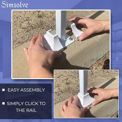 Deck Post Base Cover – Durable, Snap-Together Shoe Base Instantly Transforms Hand & Stair Rail Feet – Porch, Stair & Deck Base Brackets Covers – UV-Resistant ABS Plastic (White)