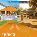 CROWN SHADES 10x10 Pop Up Canopy with 1 Side Wall - Beach Tent with One Push Setup - Outdoor Sun Shade for Events, Parties, Camping - Gazebo with STO-N-Go Cover Bag (Orange)