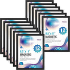 Magnetic Sign Holder 8.5 x 11 Inches Self-Adhesive Magnetic Display Frame 12 Pack Magnet Sign Holders Picture Frame Document Holder for Wall, Window, Classroom, Office, Poster Store (The back is self-adhesive)