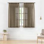 Vision Home Brown Pinch Pleated Semi Sheer Curtains Textured Linen Blended Light Filtering Window Curtains 63 inch for Living Room Bedroom Pinch Pleat Drapes with Hooks 2 Panels 40" Wx63 L