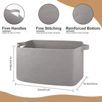 Extra Large Blanket Basket, 24" x 16.9" x 14.2" Woven Storage Basket for Living Room, Rectangle Nursery Blanket Storage for Toys, Towels, Dirty Clothes (Light Grey)