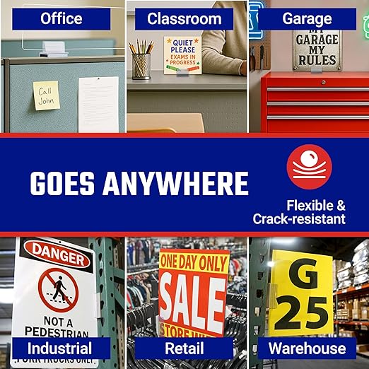 Master Magnetics Magnetic Sign Holder Pack - Magnetic Sign Holders for Door Frames, Metal Shelves, Whiteboards - Powerful Magnet - Retail EZ Grip Holder - 3" L x 1" W x 0.75" H - 5-Pack
