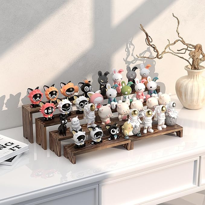 2 Set Large Wooden Tiered Riser Display Stands for Vendor Events,Stackable Wooden Cupcake Display Stand,Farmhouse Decor Wood Dessert Table Display Set,Vendor Booth Display Items,Food Display Risers for Party（12-11.2-10.4-9.6IN）