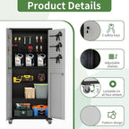 71'' Garage Storage Cabinet on Wheels Metal Tool Cabinets with Locking Doors and 3 Adjustable Shelves,Heavy Duty Tall Rolling Steel Cabinets for Garage Warehouse Basement Office