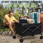 Collapsible Folding Shopping Cart, Portable Foldable Wagon with 220lbs Large Capacity, Collapsible Utility Wagon Cart for Shopping, Grocery, Camping, Gardening