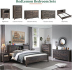 RedLemon Farmhouse 5 Drawer Dresser, 48" Tall Rustic Chest of Drawers, Wood Dresser for Bedroom, Living Room, Hallway, Dark Rustic Oak