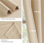 PONY DANCE Kitchen Window Curtains for Bathroom - Solid Light Block Privacy Drapes for Kitchen Cabinet Bedroom Cafe Window Decor, W 29 x L 24, Biscotti Beige,2 PCS