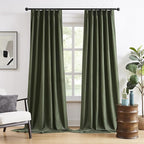 102 Inch Pinch Pleated Drapes 2 Panels Set, Back Tab Ceiling Curtains for Track System, Privacy Assured Thermal Insulated Curtains for Living Room Dining Room,40 by 102 Inches Long, Olive Green