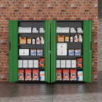 Greenvelly Metal Storage Cabinet, 72" Locking Metal Garage Storage Cabinet with Doors and 4 Adjustable Shelves, Lockable Steel Cabinet for Home Office, Garage, Shop, School (Green 32" W x 16" D)