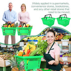 12 Pcs Shopping Baskets 20 L Plastic Store Retail Baskets with Handles 16.9 * 11.8 * 9.1 Inches for Market Grocery Supplies Thrift Convenience Storage(Green)