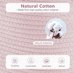 Cotton Rope Basket, Storage Baskets with Handle, 15x10x9 Inch Woven Basket for Shelves, Laundry, Towels, Clothes, Books (Light/Pink 2Pack)