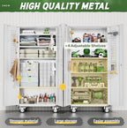 Greenvelly Metal Garage Cabinets with Wheels, 72" Rolling Storage Cabinet with Pegboards and Shelves, Tall Tool Cabinet with Locking Doors for Garage,Home Office,Warehouse(White)