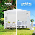10x10 FT Party Tent, Outdoor Wedding Tents for Parties, Canopy Event Tent with 3 Removable Sidewalls, Waterproof Gazebo Shelter for Birthday Parties, Weddings, BBQs & Events (10X10FT-3Sides White)