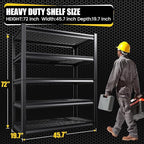 72”H*46”W Metal Garage Shelving Unit, Heavy Duty 5-Tier Garage Storage Shelves, 3000 lbs Large Industrial Shelving, Adjustable Wire Shelves Utility Rack Shelf, Steel Shelving for Warehouse, Black