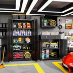 Greenvelly Metal Storage Cabinet with Drawers, 36' Black Steel Garage & Office Storage with Doors and Adjustable Shelves, Locking Metal Tool Cabinet