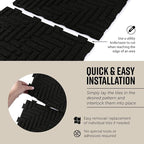 Playsafer Herringbone Rubber Interlocking Tiles | 16 X 16 | Easy Install for Indoor and Outdoor Use (Black, 4 Tiles)