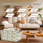 Dinosaur Pattern Collapsible Storage Box - 17x11.5x10.5 Inch Foldable Organizer for Nursery, Playroom Decor,Toy Storage - No Lid Single Pack Organizer Bin