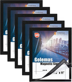 Magnetic Sign Holder, 8.5 x 11 Wall Mount Self Adhesive Document Display Frames, Double Sided Display for Glass Window (Black, 5pack)