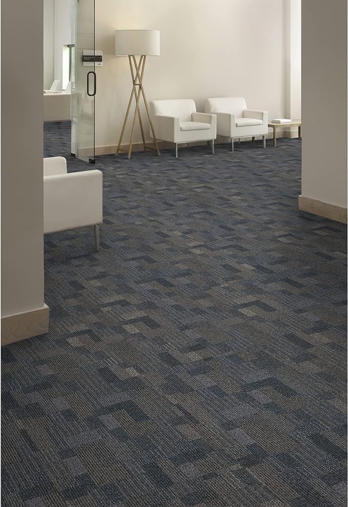 Mohawk Basics 24" x 24" Berber (Loop pile), 0.09" Pile Height, Carpet Tile, PET Fiber, Ocean Deep Color,(96 sqft/carton), 24 Count (Pack of 1)