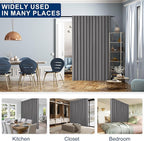 Hiasan Room Divider Curtains Patio Sliding Door Blackout Curtain Privacy Room Thermal Insulated Noise Reduction Panel with Back Tab & Rod Pocket for Bedroom Partition(80 x 84 Inches, Light Grey)