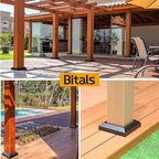5.5"x5.5"（Actual: 5.5"x5.5"） Deck Post Base Cover Decorative Post Base Trim Skirt Black Aluminum 4Pack