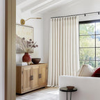 Extra Wide Pinch Pleat Linen Curtains 108 Inches Long for Living Room Sliding Glass Door 70 Inch Wide Semi Sheer Curtain Cream Ivory Boho Pleated Drape Hooks Rings 70x108 Large Window Curtain 1 Panel