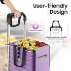 Folding Shopping with Waterproof Liner & 360° Swivel, Cart Grocery Trolley Laundry Stair Climbing Handcart W/ 6/8 Wheels,Silver