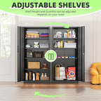 INTEGREAT Metal Storage Cabinet, 71" Black Office Metal Cabinet with Locking Doors and Adjustable Shelves, Steel Locking Cabinets for Office, Home, Garage, Gym, School