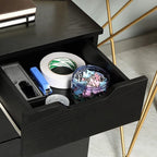 HOMCOM 3 Drawer Mobile File Cabinet, Rolling Printer Stand, Vertical Filing Cabinet, Black Wood Grain
