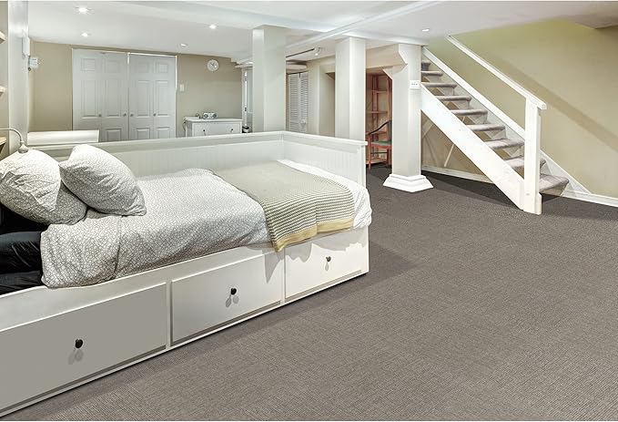 Mohawk Basics 24" x 24" Berber (Loop pile), 0.09" Pile Height, Carpet Tile, PET Fiber, Beige Color, (24 Tiles), (96 sqft/carton)