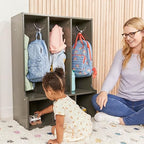 ECR4Kids Streamline 3-Section Toddler Coat Locker with Bench, Kids Furniture, Grey Wash
