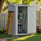 Greesum 3×3FT Outdoor Storage Shed, Metal Sheds with Sloping Roof and Lockable Single Door, Steel Tool Shed for Backyard, Bike, Patio, Garage, Lawn, Dark Gray