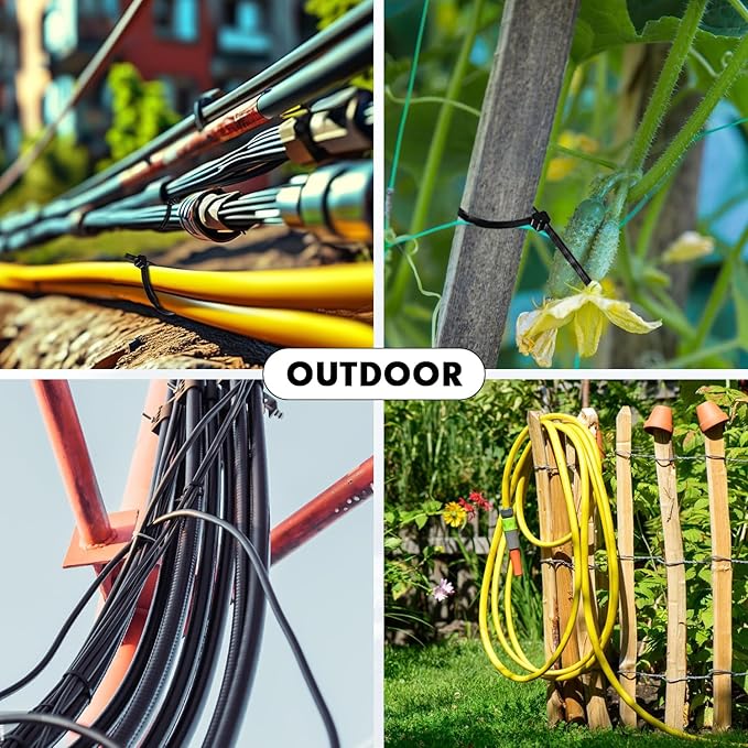Zip Ties, KAMOTA 1500pcs 16 Inch Heavy Duty Self-Locking Nylon Zip Ties, Black Cable Ties with 50lb Tensile Strength, UV Resistant Cable Tie for Indoor and Outdoor Use