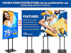 2Pack Poster Stand for Display, Heavy Duty Floor Standing Sign Holder, Double-Sided Poster Board Stand, Adjustable Height Up to 80 inch, Outdoor Banner Stand for Board & Foam Display, Black