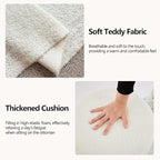 Modern Round Ottoman 2Pcs, Classic Foot Stool Ottoman, Teddy Fleece Upholstered Vanity Stool for Makeup, Bedroom, Living Room, White