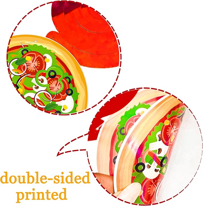 22pcs Pizza Party Hanging Swirls Pizza Party Decorations Pizza Party Time Hanging Decor Pizza Themed Ceiling Streamers for Fast Food Baby Shower Supplies