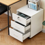 TUKAILAi Mobile File Cabinet with 3 Drawers, Lockable Storage Unit Wooden Rolling Office Filing Cabinet with Wheels, for Legal/Letter/A4 Sized Documents Home Office (White 1PCS)