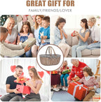 G GOOD GAIN Oval Picnic Basket with Folding Handles, Willow Hand Woven Shopping Basket, Bath Storage Gift Packing Basket, Wicker Empty Easter Eggs and Candy Small Gift Basket.GreyCheck