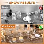 6 Pcs 2 Sets Acrylic Display Riser, 3 Sizes Large Acrylic Risers Display Stands, 0.15" Thick Clear Shelf Riser, Clear Display Risers for Dessert, Candy, Toys, Perfume, High Heels, Wallet