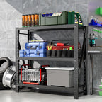 2 Sets Garage Shelving Unit Rustproof 50“W Heavy Duty Storage Shelves Easy Assembly 3 Tier Adjustable Metal Steel Utility Shelf Rack Garage Storage Organize for Tools Basement,Warehouse