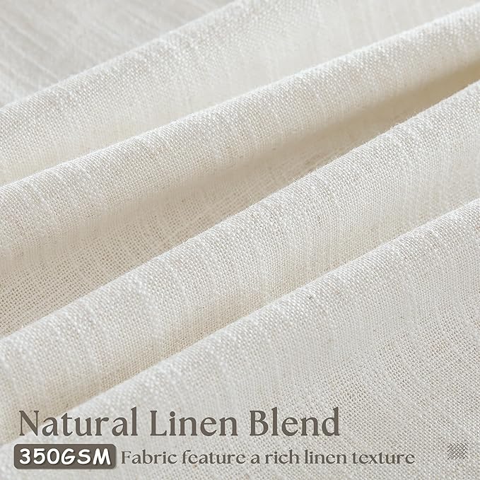Cream Linen Cafe Curtains 24 Inch Length Pinch Pleated 2 Panels Set Farmhouse Short Kitchen Window Curtains Light Filtering Semi Sheer Pinch Pleat Back Tab Small Window Drapes for Bathroom Camper RV