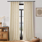 NICETOWN Pinch Pleated Natural Thick Linen Curtains 84 inches Long for Living Room 2 Panels Set, Back Tab/Rod Pocket with Pleat Tape Privacy Added Window Treatments for Farmhouse/Bedroom, W55 x L84