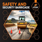Retractable Barrier for Safety Traffic Cones - 2" OD - Large Yellow and Black Bar Barricade - for Road Construction, Parking, Warning, Temporary Security Divider (100, Orange & White, 53" x 84")