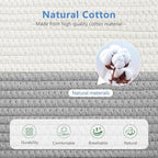 Cotton Rope Storage Baskets,15x10x9 in,Foldable Storage Bins, Decorative Woven Basket Cube Storage Organizer for Laundry, Towel, Clothes (White/Grey-3Pack, 15x10x9 inches)
