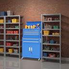 Bonusall 8 Drawer Rolling Tool Chest and Cabinet Combo,Heavy-Duty Metal Garage Tool Chest with Wheels and 2 Doors,2-in-1 Top Box and Roller Cabinet Combo for Garage, Workshop, Warehouse-Blue