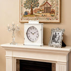 MODE HOME Vintage Mantel Clock with Distressed Finish, Antique Style Battery Operated Metal Decorative Table & Mantel Clock for Living Room Fireplace, Large Decorative Desk & Shelf Clocks for Home